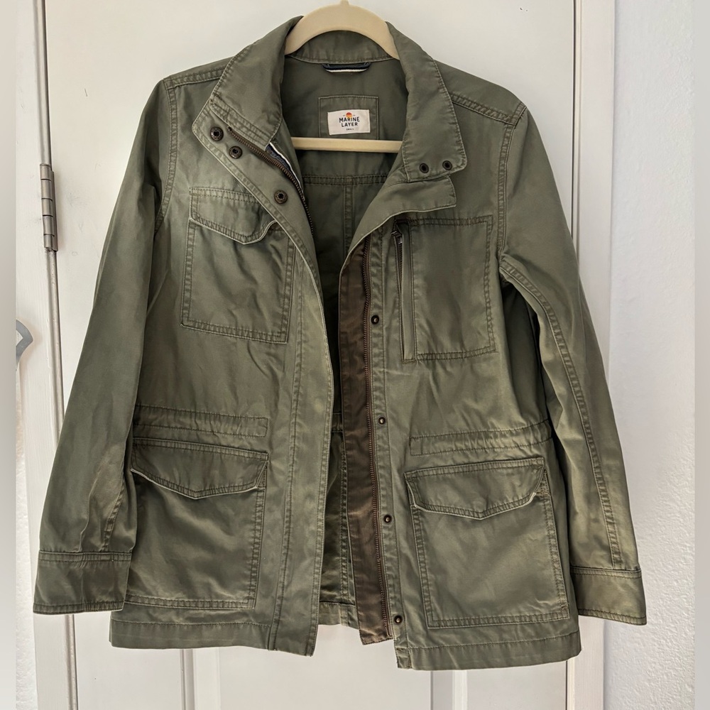 Marine Layer Green Utility Jacket with Structured Shoulders  size small